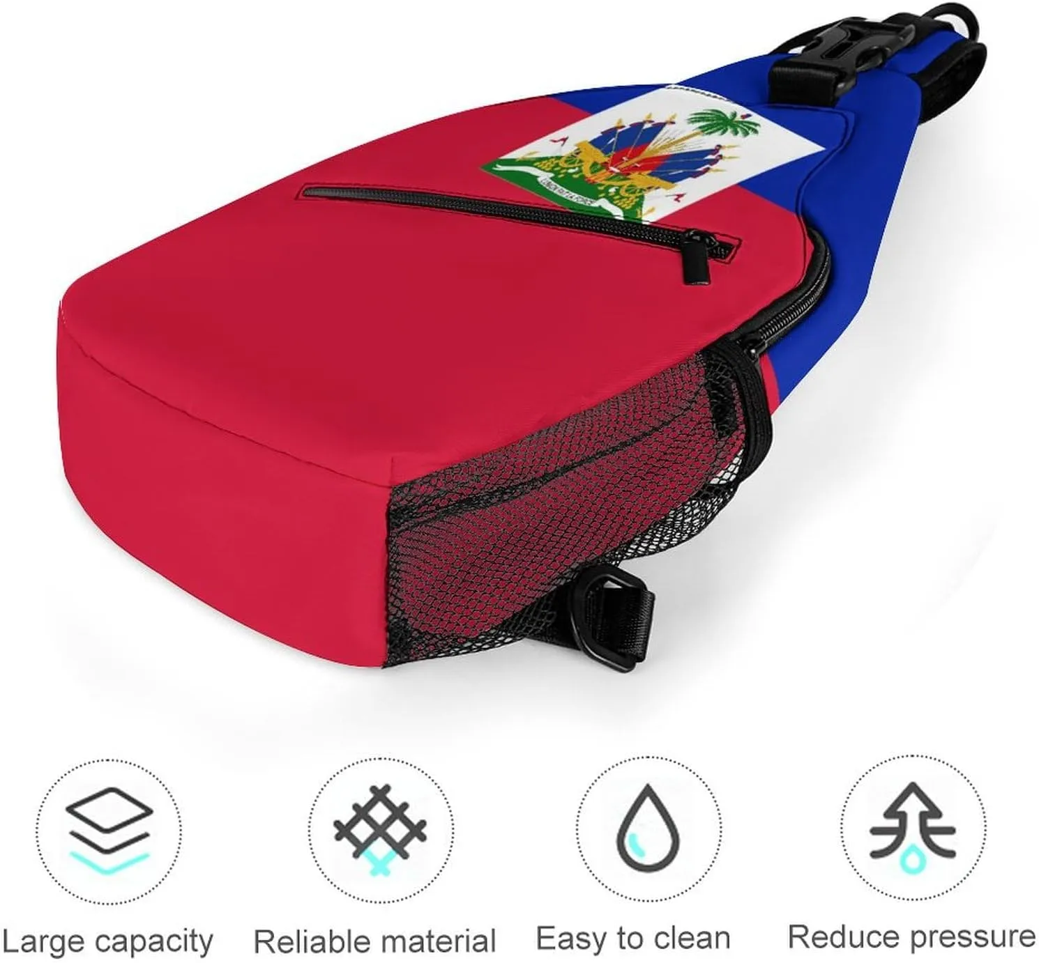 Haiti Flag Sling Bag Crossbody Chest Bag Shoulder Bag For Travel Hiking Cycling Camping