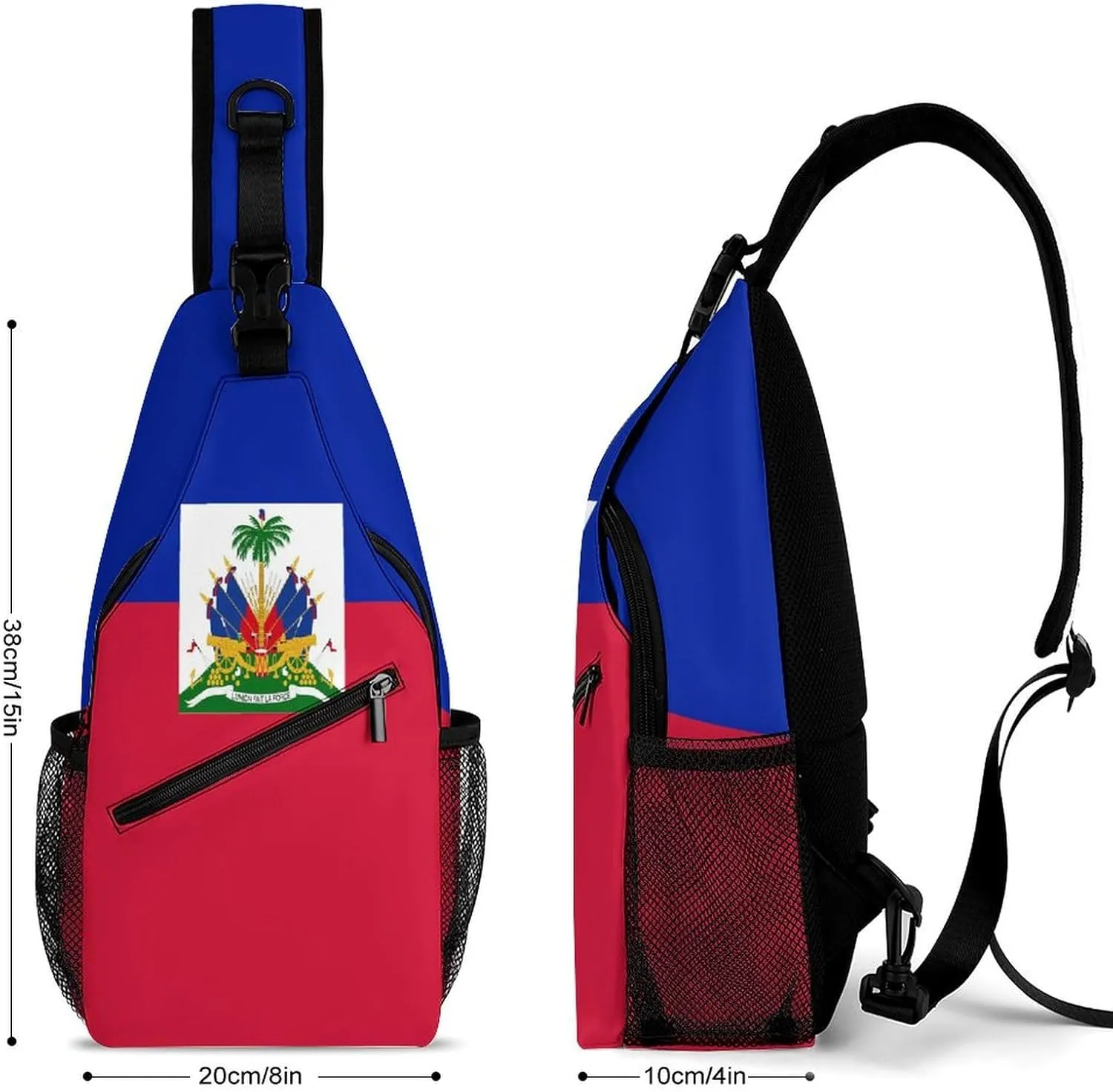Haiti Flag Sling Bag Crossbody Chest Bag Shoulder Bag For Travel Hiking Cycling Camping
