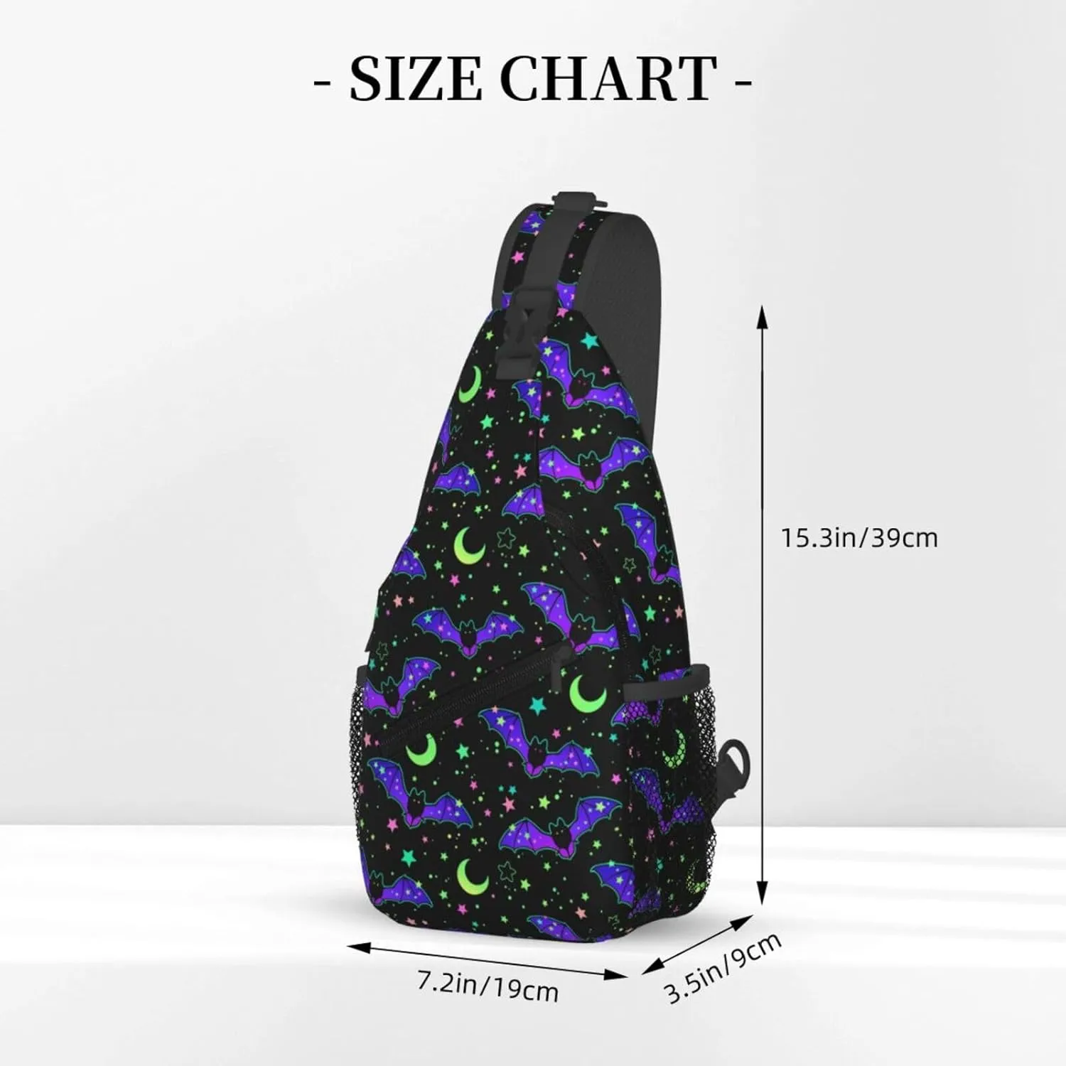 Halloween Bright Bats Crossbody Sling Bag For Women Men Cute Chest Bag Shoulder Bag Sling Backpack Casual Sport Daypack For Travel Hiking