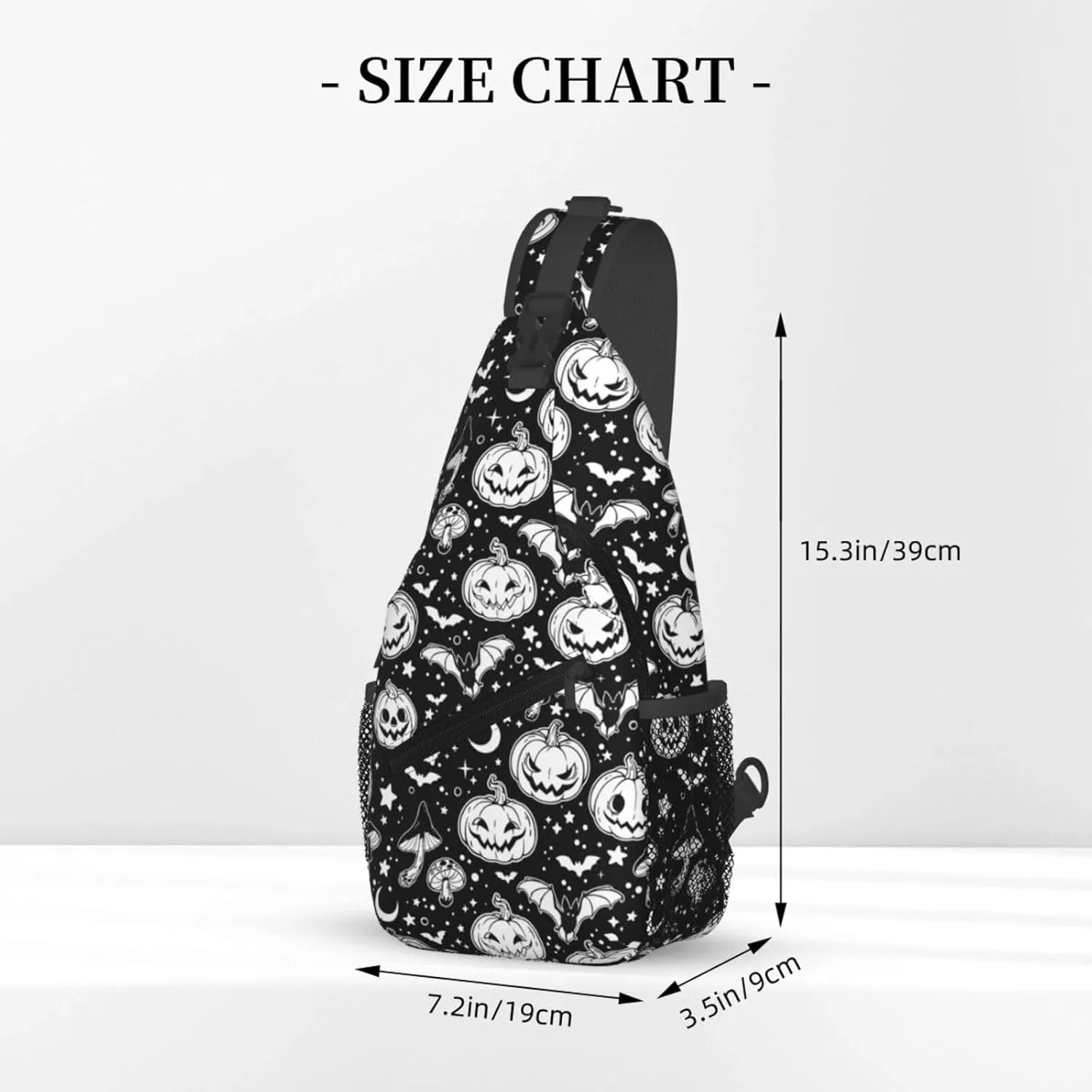 Halloween Crossbody Sling Bag For Women Men Halloween Pumpkins And Bats Chest Bag Adjustable Shoulder Bag Sling Backpack Casual Daypack