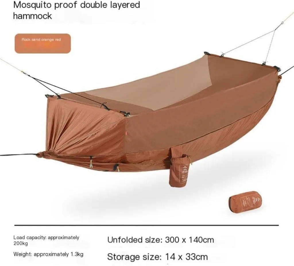 Hammocks Hammock Outdoor Camping Outdoor Camping Double-Layer Anti-Mosquito Hammock Breathable Hanging Tree Tent Camping Hammocks(Red)