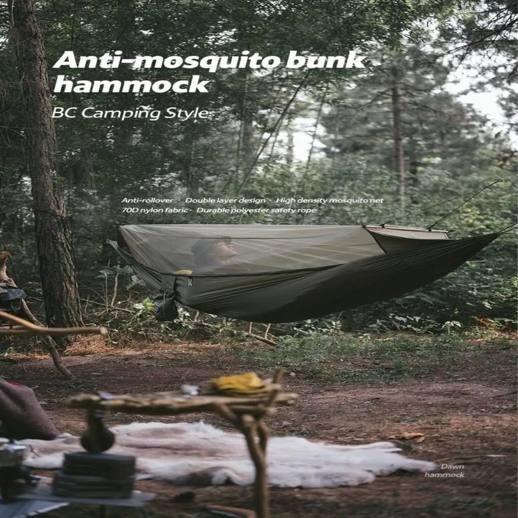 Hammocks Hammock Outdoor Camping Outdoor Camping Double-Layer Anti-Mosquito Hammock Breathable Hanging Tree Tent Camping Hammocks(Red)