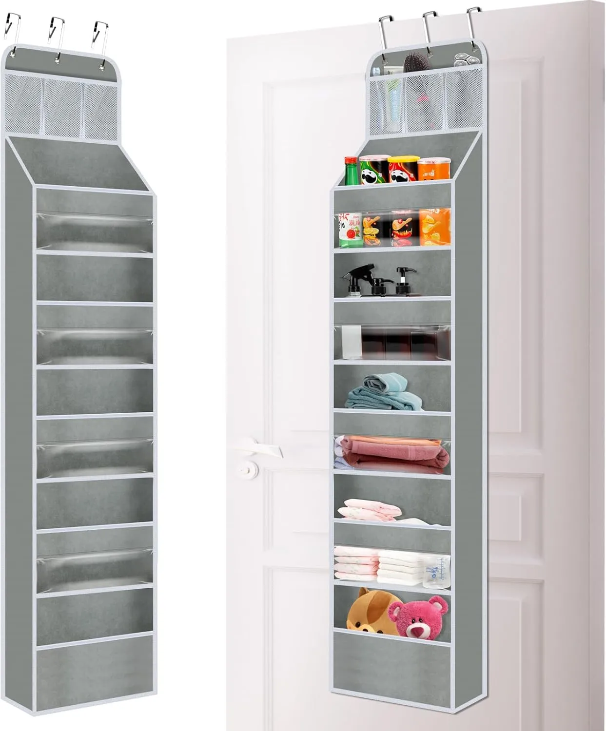 HAN SHENG 1 Pc 6 Shelf Hanging Storage Organizer Over The Door Organizer Storage with 8 Pockets Wall Mount Storage Closet Storage Space Saving Organizers
