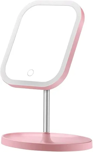 Hand Mirror, Mirror Desktop Folding LED Makeup Mirror, Beauty Portable Mirror, Multifunctional Touch Screen Vanity Mirror, Smart Cosmetic Mirror Beautiful(Rechargeabletype)