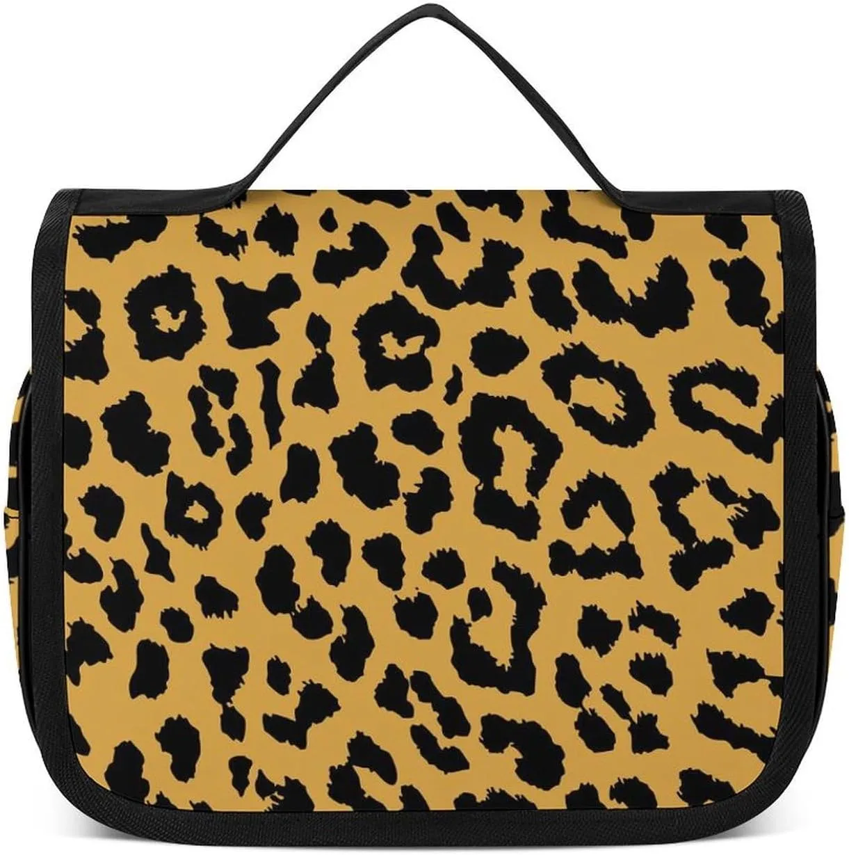 Hanging Toiletry Bag for Travel, Wild Animal Cheetah Leopard Print Yellow Large Capacity Waterproof Cosmetic Bag, Portable Makeup Pouch Organizer for Bathroom Shower