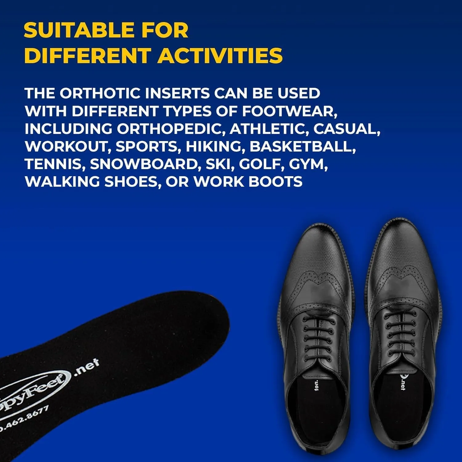 Happy Feet Plantar Fasciitis Flat Feet Orthotic Support Gel Insert Shoe Insoles for Men and Women