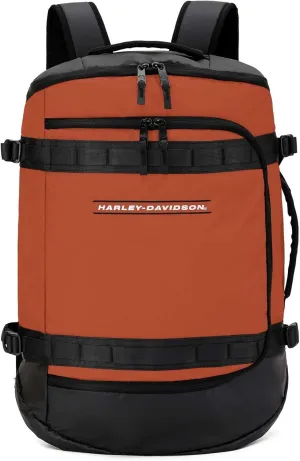 Harley-Davidson Water-Resistant Racing Travel Duffel Bag/Backpack - Rust Orange