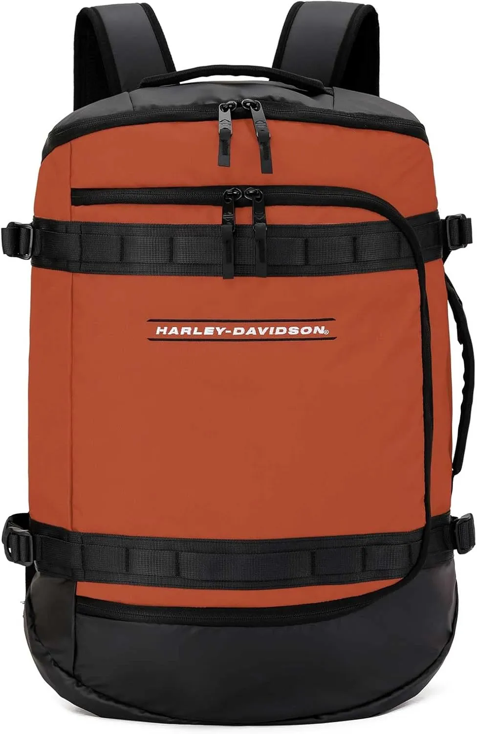 Harley-Davidson Water-Resistant Racing Travel Duffel Bag/Backpack - Rust Orange