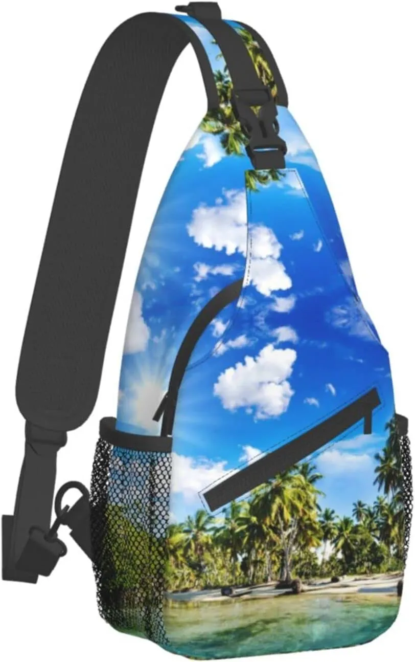Hawaii Tropical Palm Tree Sling Bag Women Men Backpack Crossbody Bag Travel Hiking Casual Daypack