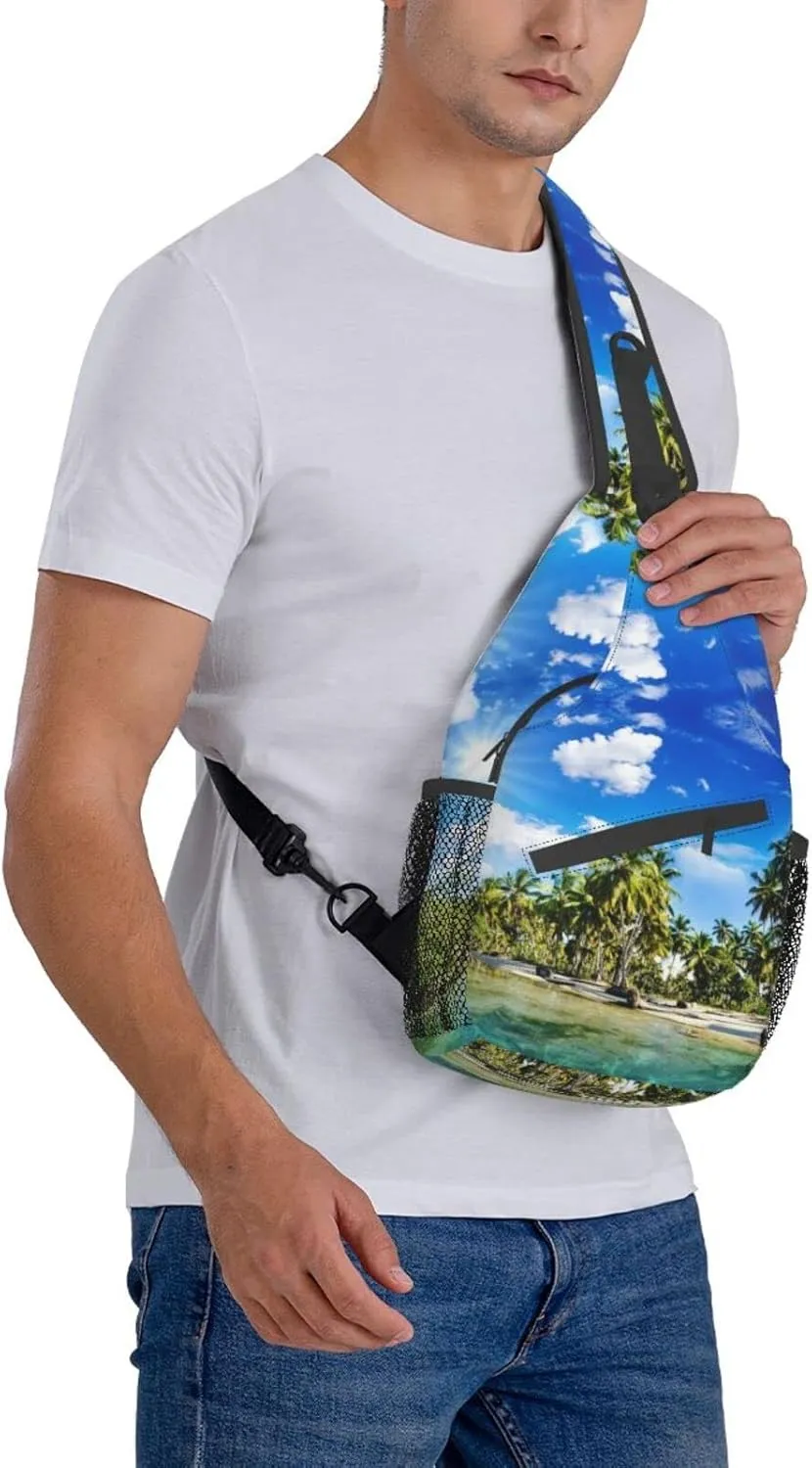 Hawaii Tropical Palm Tree Sling Bag Women Men Backpack Crossbody Bag Travel Hiking Casual Daypack