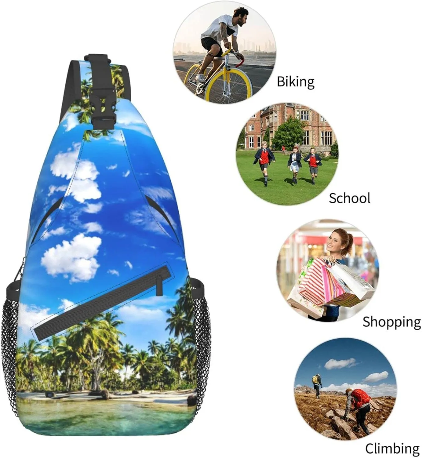 Hawaii Tropical Palm Tree Sling Bag Women Men Backpack Crossbody Bag Travel Hiking Casual Daypack