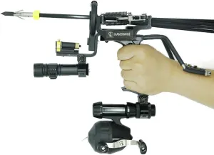 HBG Fishing Slingshot Kit Hunting Outdoor Catapult Wrist High Velocity Fishing Arrows Sling Bow Professional Adjustable Shooting Archery Arrows with Rubber Bands,Arrow Brush,Fishing Reel,Flashlight