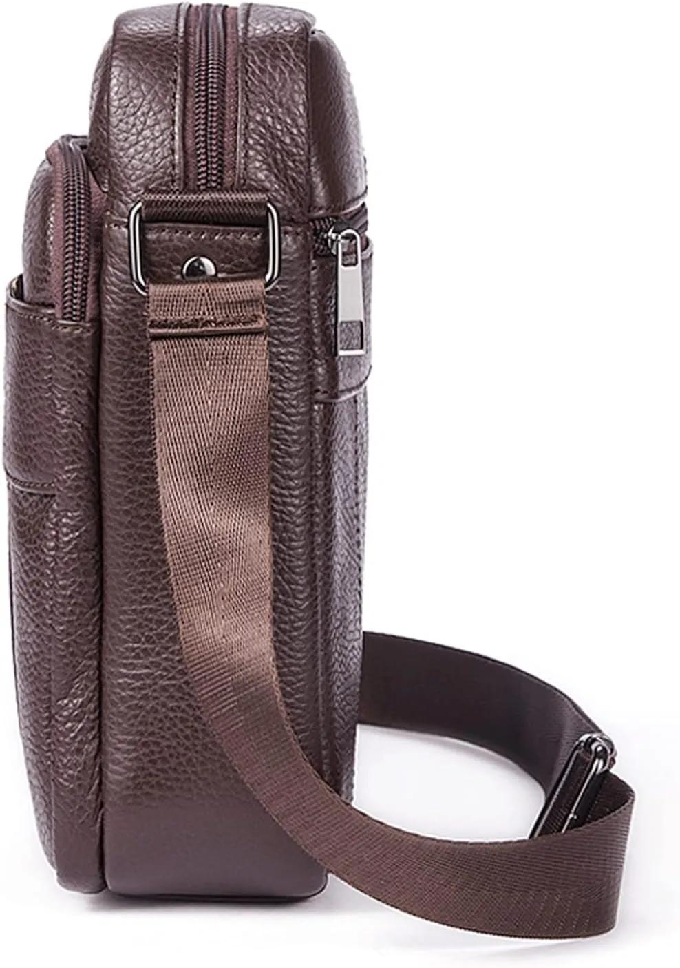 Hebetag Leather Shoulder Messenger Bag for Men Travel Business Crossbody Pack Wallet Phone Pouch Purse Pocket Daypack