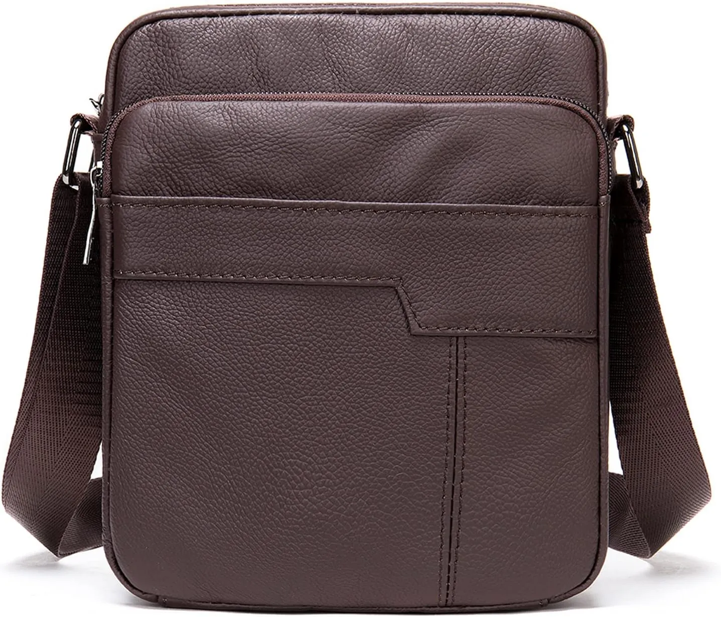 Hebetag Leather Shoulder Messenger Bag for Men Travel Business Crossbody Pack Wallet Phone Pouch Purse Pocket Daypack