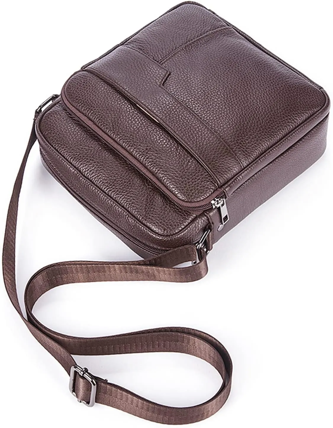 Hebetag Leather Shoulder Messenger Bag for Men Travel Business Crossbody Pack Wallet Phone Pouch Purse Pocket Daypack
