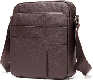 Hebetag Leather Shoulder Messenger Bag for Men Travel Business Crossbody Pack Wallet Phone Pouch Purse Pocket Daypack