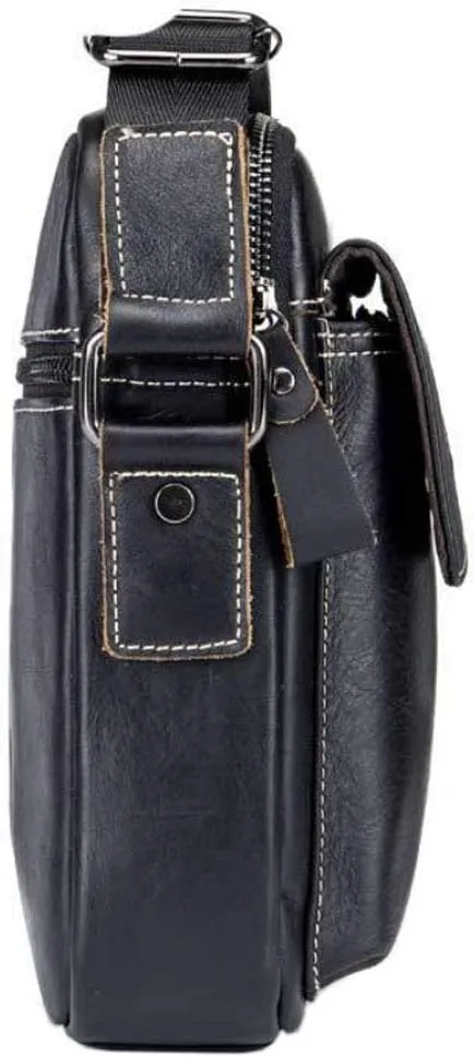 Hebetag Small Leather Shoulder Bag Crossbody Pack for Men Outdoor Travel Business
