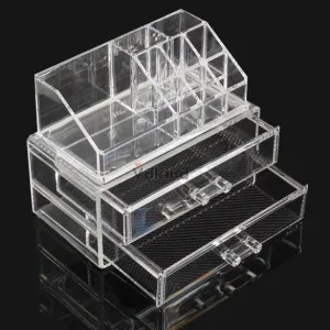 High Quality Transparent Two Layer Drawers Acrylic Cosmetic Organizer Drawer Makeup Case Storage Insert Holder Box
