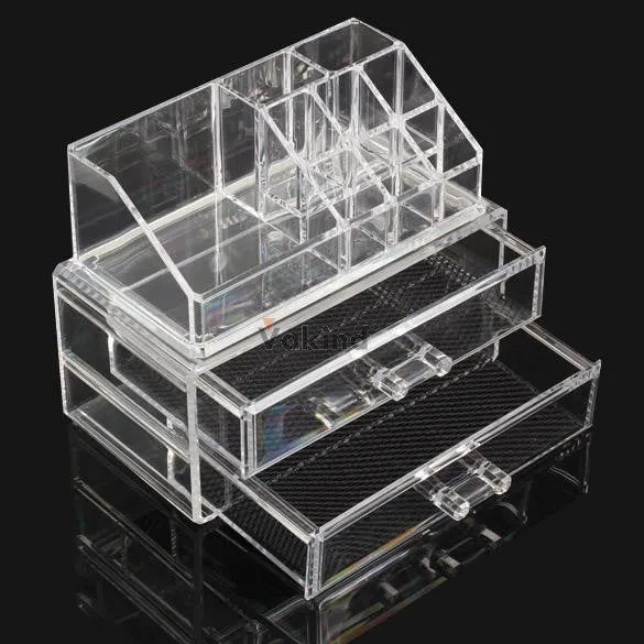 High Quality Transparent Two Layer Drawers Acrylic Cosmetic Organizer Drawer Makeup Case Storage Insert Holder Box