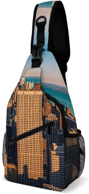 High Rise Buildings Skyscrapers Sling Bag for Men Women Crossbody Shoulder Backpack Chest Bag Travel Hiking Daypack