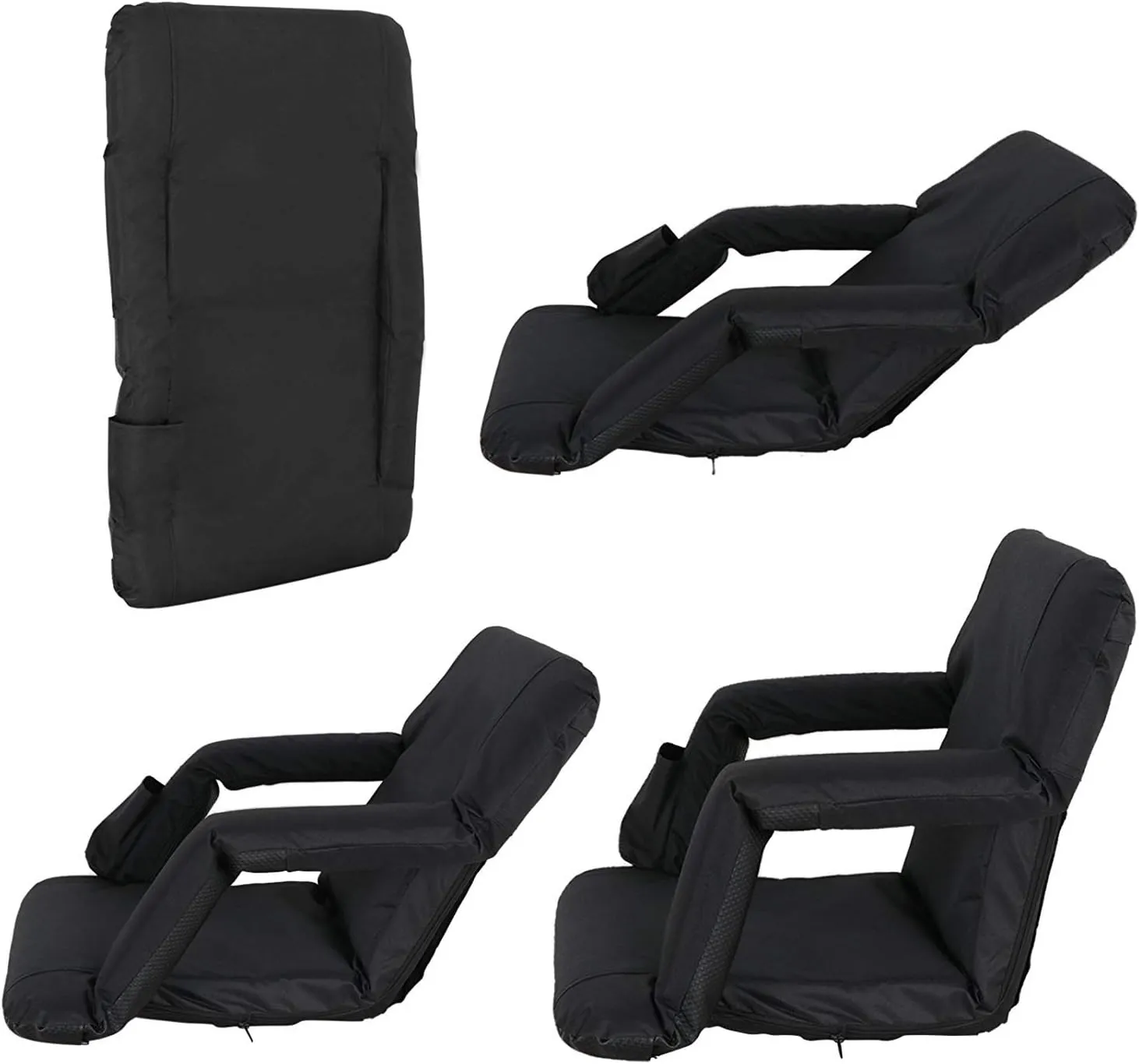 HomGarden Portable Reclining Stadium Seat for Bleachers, Stadium Chair with Padded Back Support Armrests and Cushion Wide for Sport Events, 6 Recline Positions