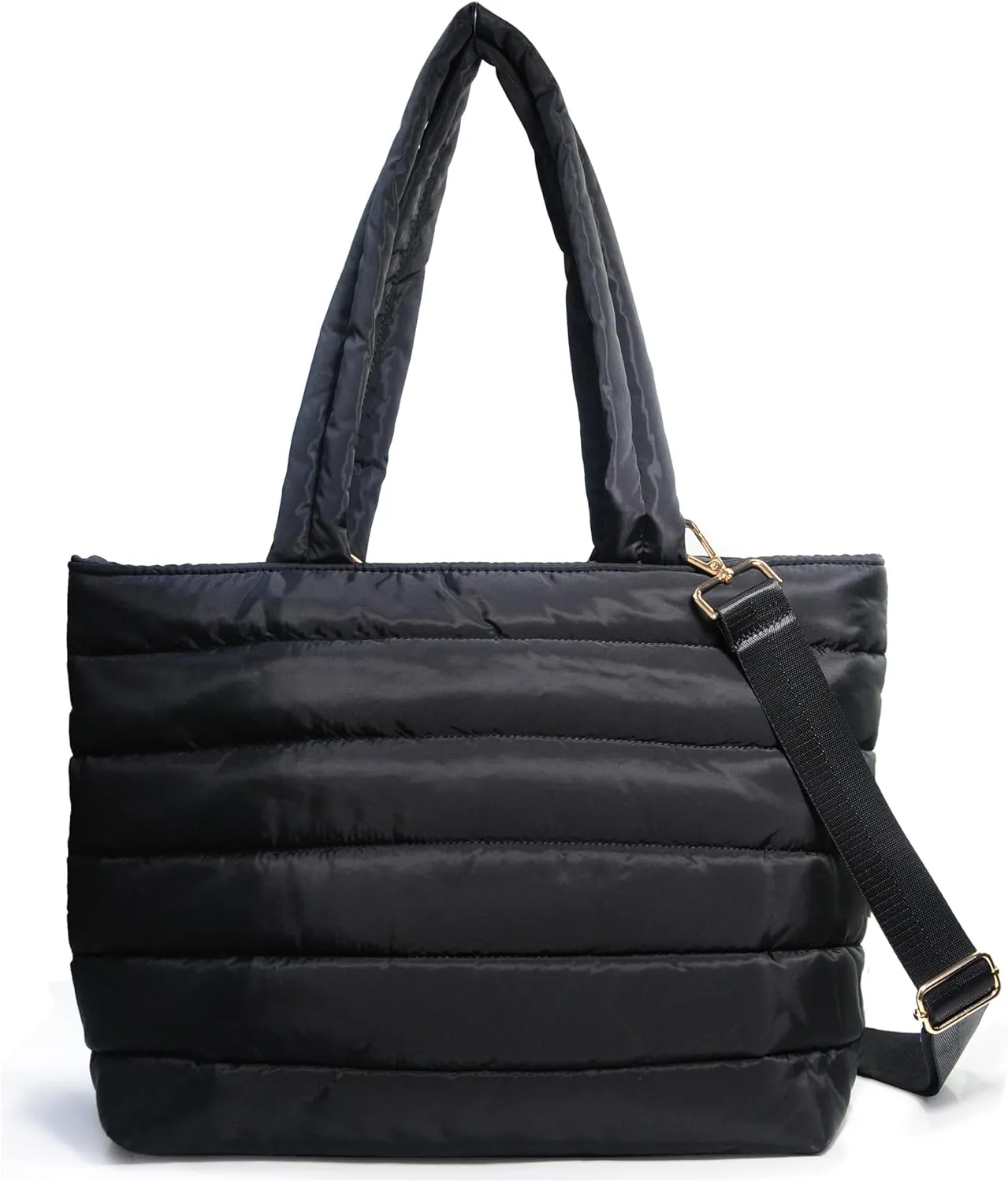 HOXIS Puffer Tote for Women Quilted Shoulder Handbag Lightweight Weekender Bag Purse for Work Travel Gym Shop