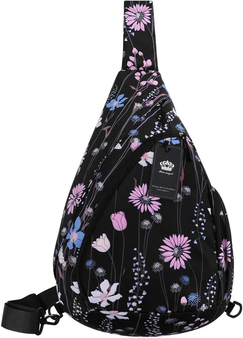 HUA ANGEL Crossbody Sling Bag for Men & Women Lightweight Waterproof Chest Shoulder Bag for Travel Hiking & Everyday Use