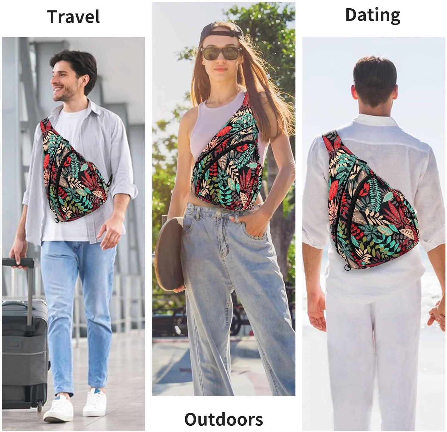 HUA ANGEL Crossbody Sling Bag for Men & Women Lightweight Waterproof Chest Shoulder Bag for Travel Hiking & Everyday Use