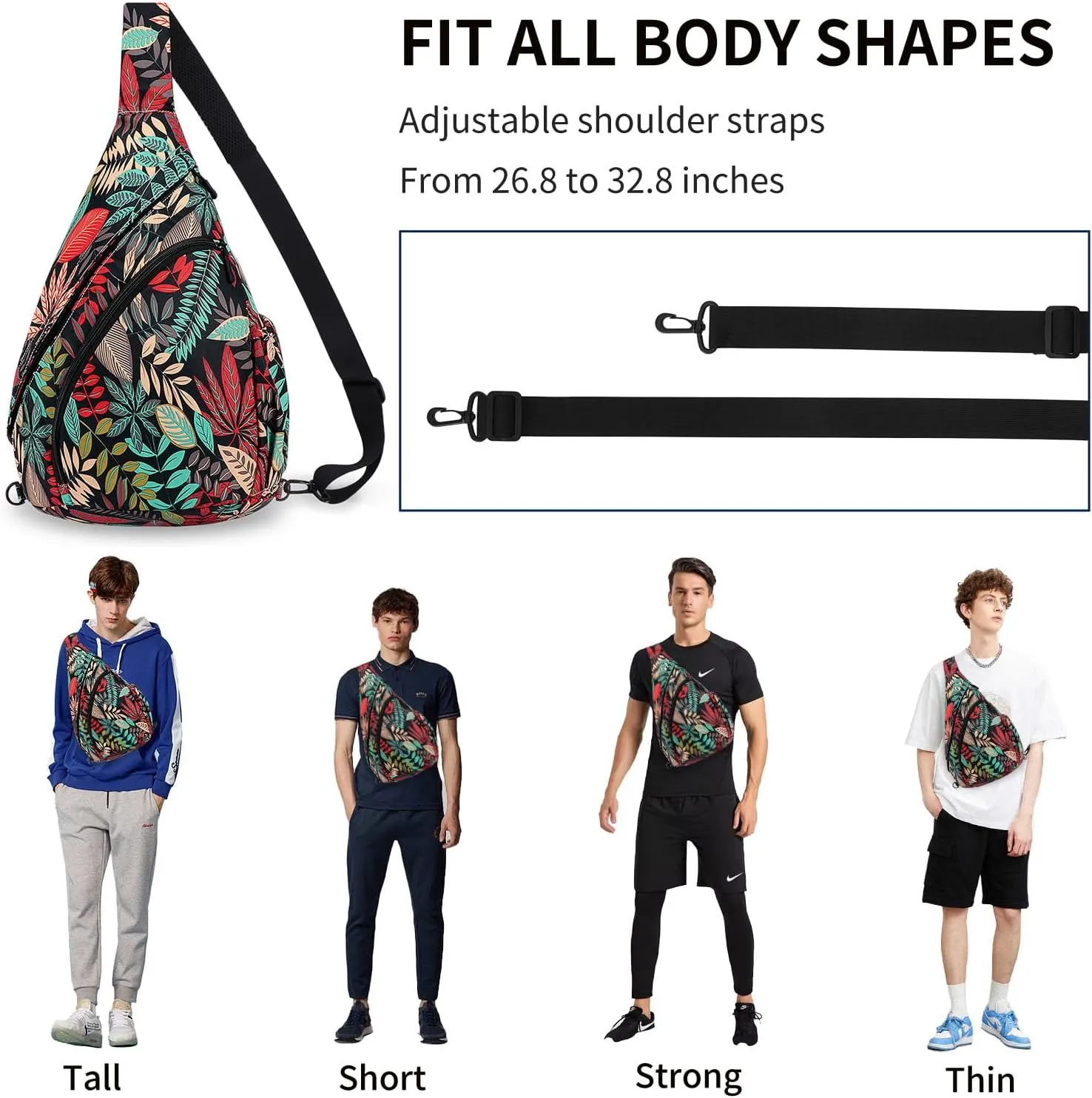 HUA ANGEL Crossbody Sling Bag for Men & Women Lightweight Waterproof Chest Shoulder Bag for Travel Hiking & Everyday Use