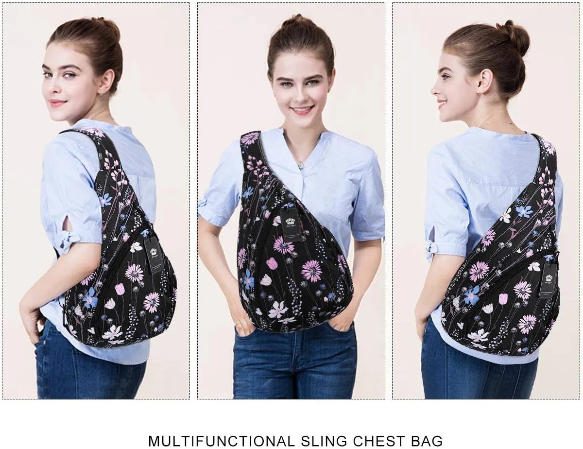 HUA ANGEL Crossbody Sling Bag for Men & Women Lightweight Waterproof Chest Shoulder Bag for Travel Hiking & Everyday Use