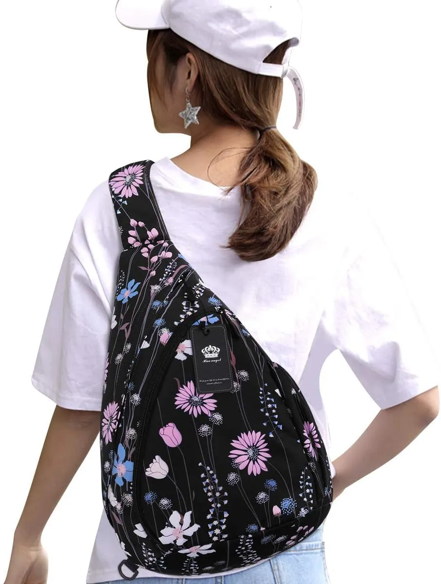HUA ANGEL Crossbody Sling Bag for Men & Women Lightweight Waterproof Chest Shoulder Bag for Travel Hiking & Everyday Use
