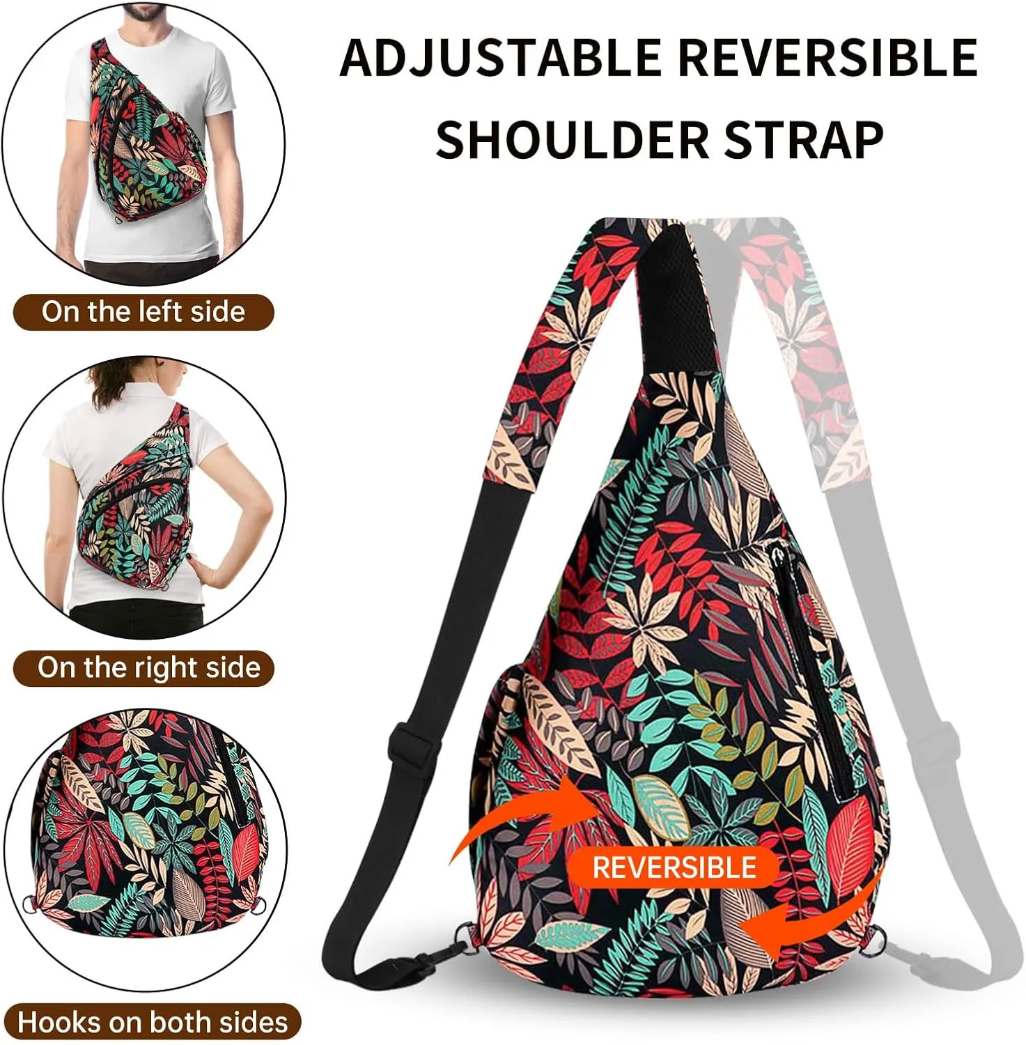 HUA ANGEL Crossbody Sling Bag for Men & Women Lightweight Waterproof Chest Shoulder Bag for Travel Hiking & Everyday Use