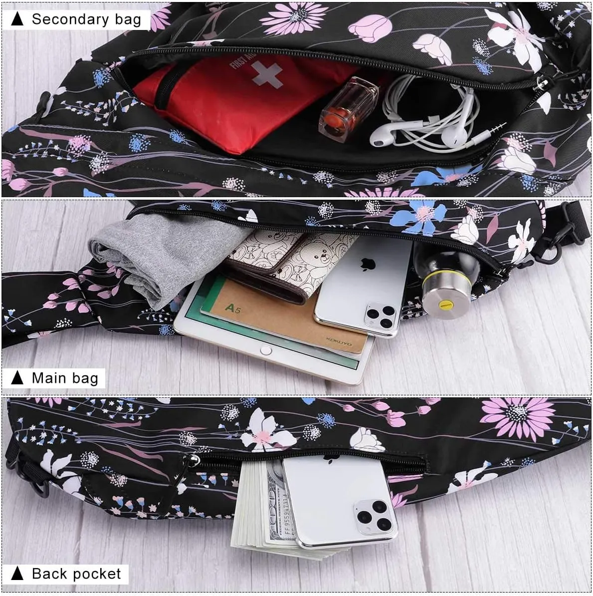 HUA ANGEL Crossbody Sling Bag for Men & Women Lightweight Waterproof Chest Shoulder Bag for Travel Hiking & Everyday Use