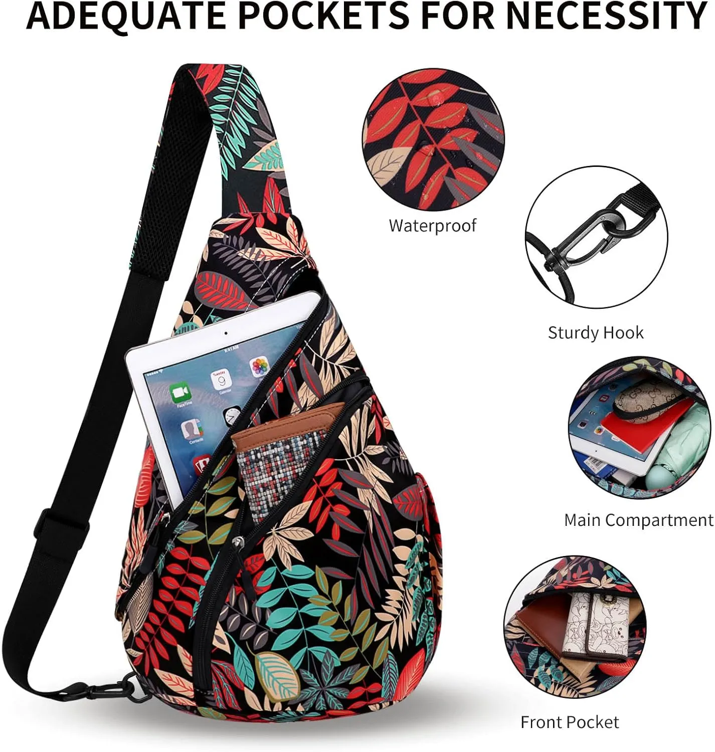 HUA ANGEL Crossbody Sling Bag for Men & Women Lightweight Waterproof Chest Shoulder Bag for Travel Hiking & Everyday Use