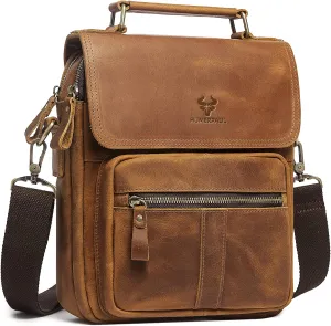 HUMERPAUL Leather Messenger Bag for Men, Shoulder Crossbody Bag with Adjustable Straps for Work Business