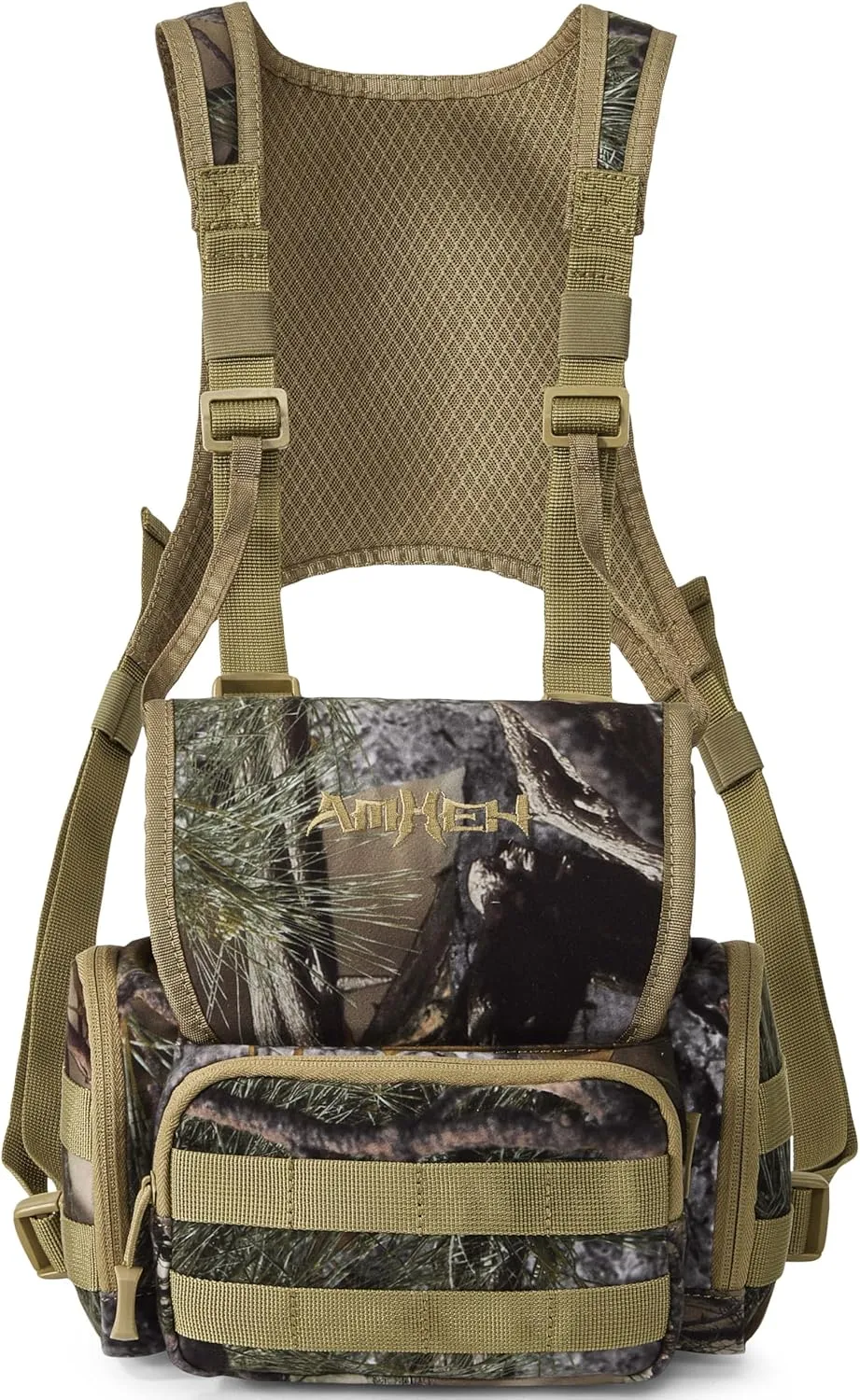 Hunting Chest Pack Front Binocular Harness Bag Range Finder Bino Carrying Case Rangefinder Pouch 4L (Forest Camo)