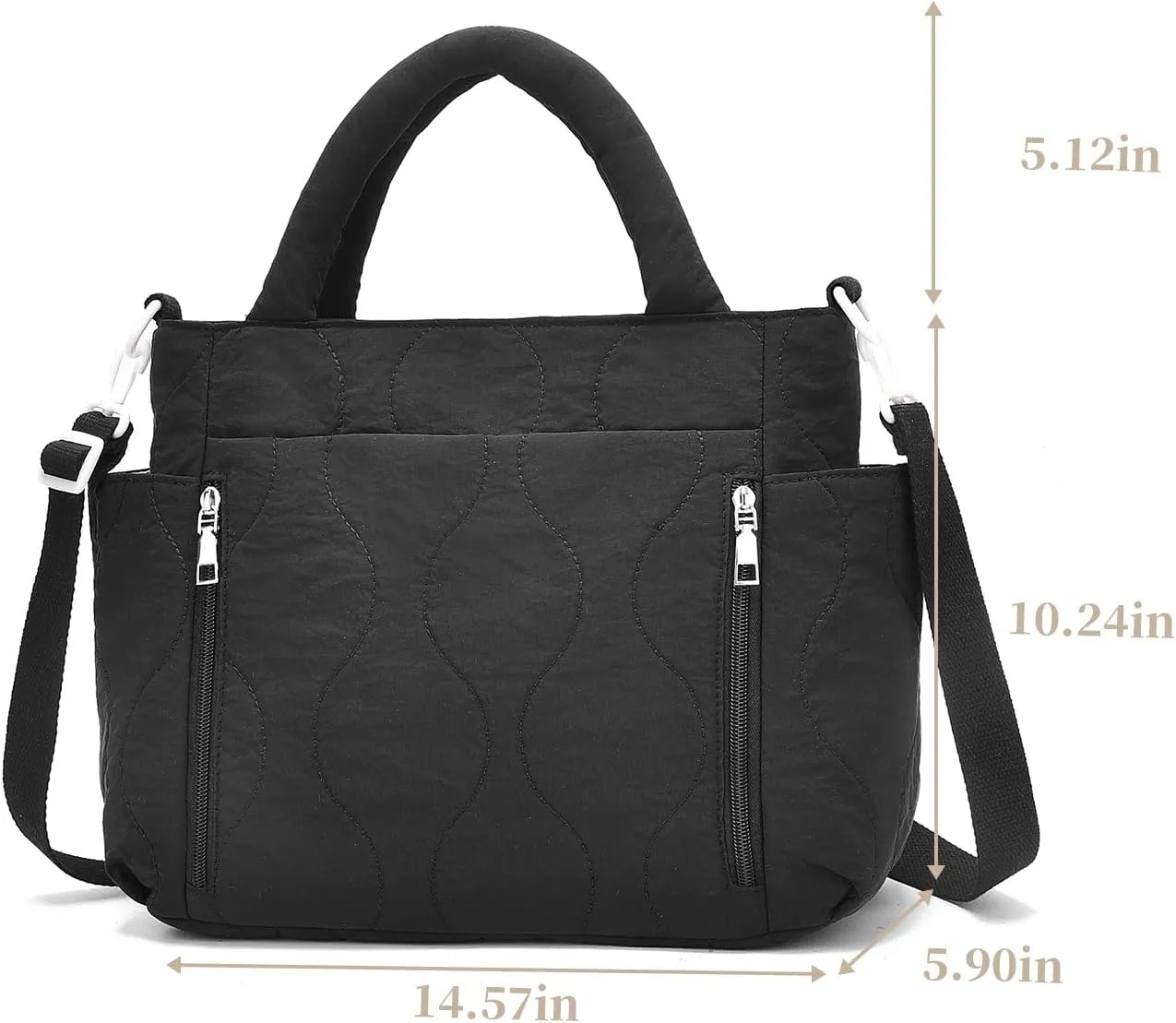I IHAYNER Puffer Tote Bag for Women Lightweight Top Handle Handbag Large Shoulder Bag with Zipper for Travel Work