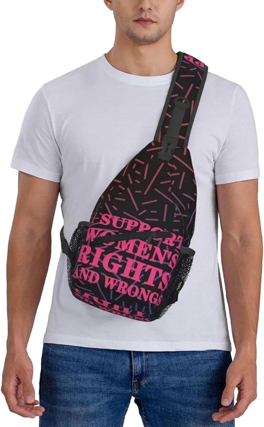 I support womens right and wrongs Crossbody For Men Women Sling Chest Bag Shoulder Bag Lightweight One Strap Backpack Multipurpose Travel Hiking Daypack