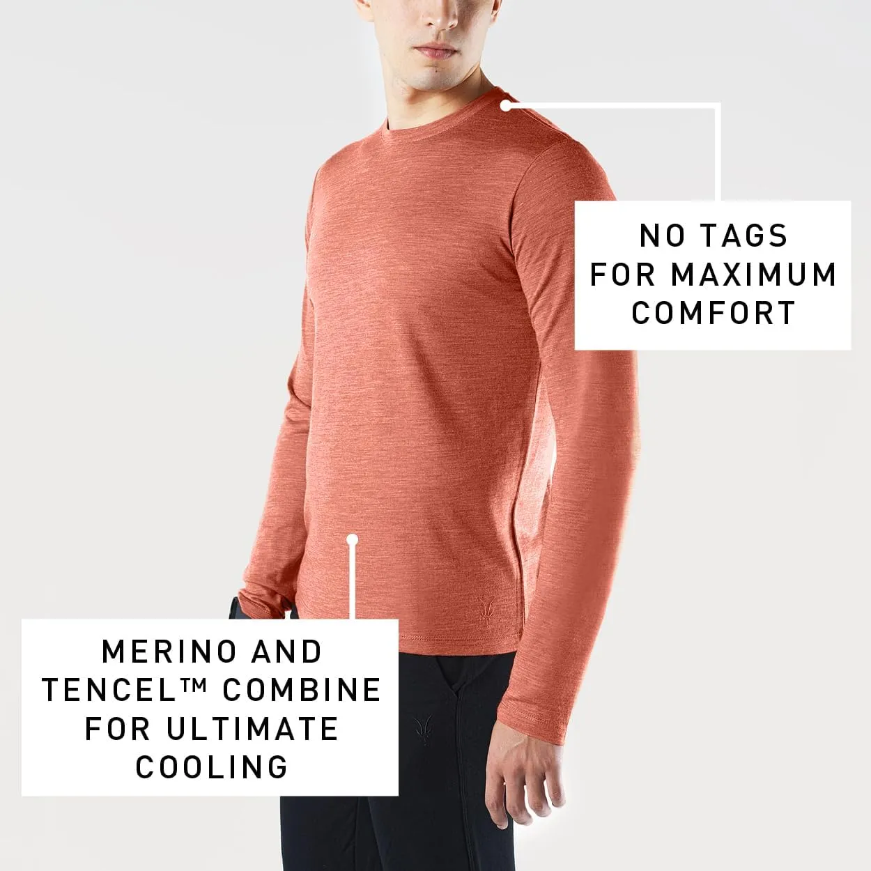 IBEX Merino Wool Paradox Long Sleeve Tee for Men | Lightweight & Breathable Solid Crew Neck Men's T-Shirt