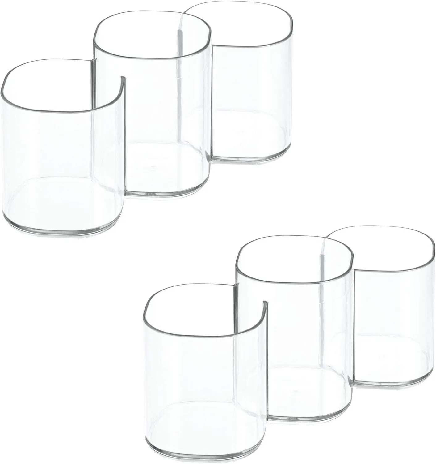 iDesign 30720M2 Clarity Plastic Divided Vanity, Multi-Level Bathroom Accessory Organization, Trio Cup - Set of 2, 2 Count