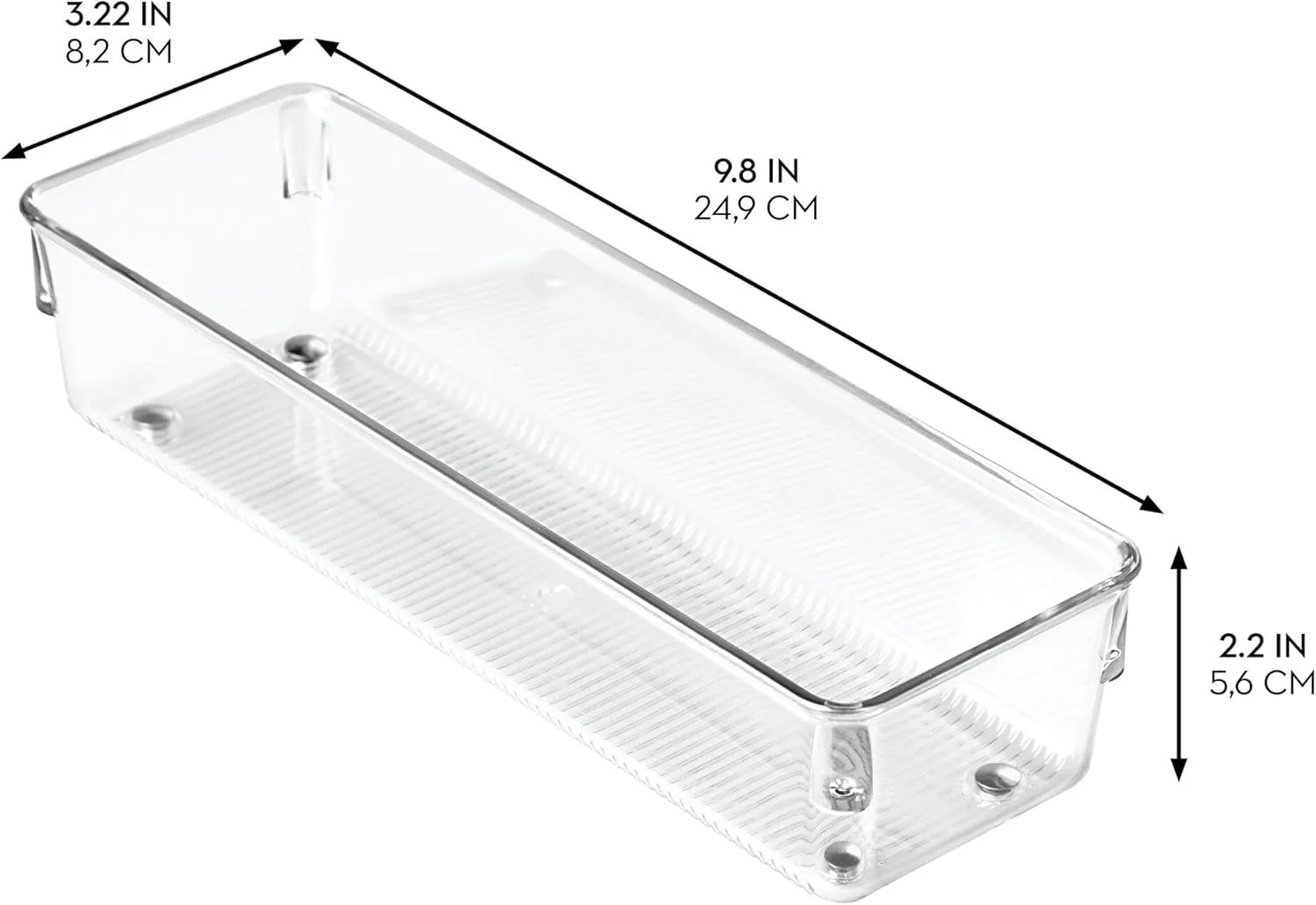 iDesign Linus Kitchen Drawer Organizer for Silverware, Spatulas, Cutlery, Gadgets, Office Supplies, Cosmetics, 4" x 16" x 3", Set of 2, Clear