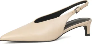 iiimmu Slingback Heels for Women Closed Toe 2 IN Kitten Heels Pointed Toe Women Pumps Low Heel Dress Shoes Faux Leather