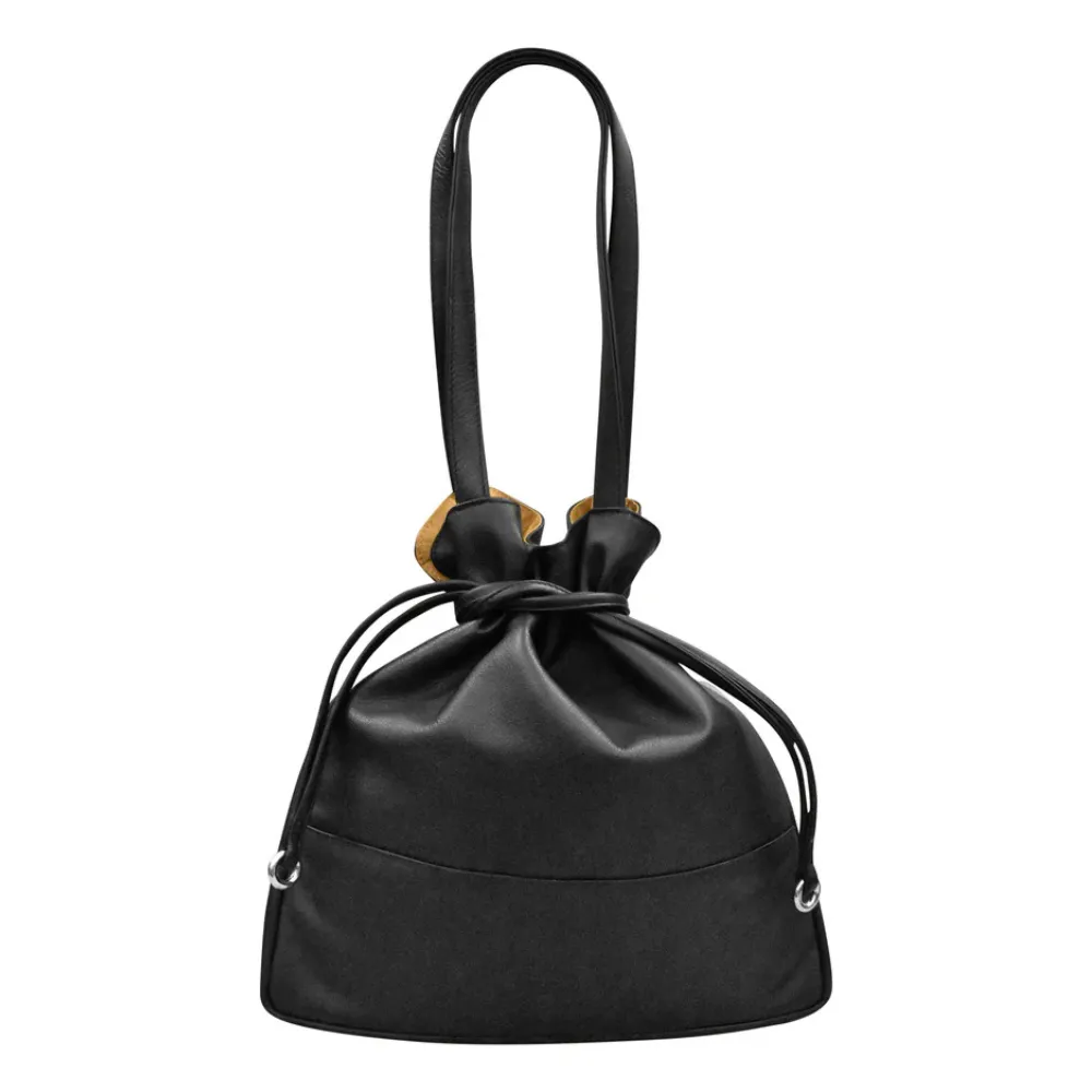 ili New York Drawstring Black Tote Bag (Women's)