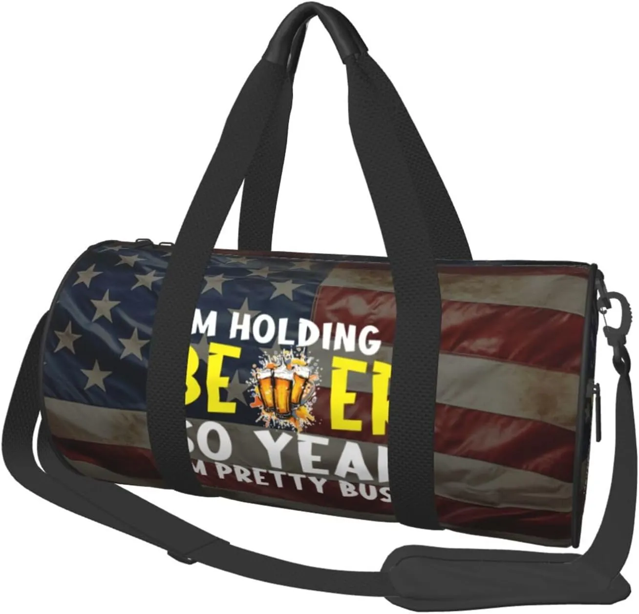 I'M Holding A Beer So Yeah I'M Pretty Busy Duffel Bag Gym Bag Travel Sports Tote Large Foldable Beach Swim Yoga6