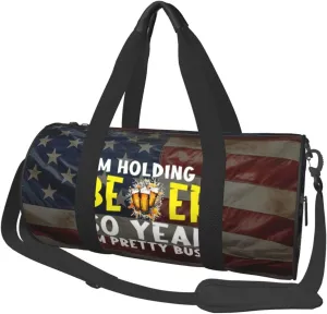 I'M Holding A Beer So Yeah I'M Pretty Busy Duffel Bag Gym Bag Travel Sports Tote Large Foldable Beach Swim Yoga6
