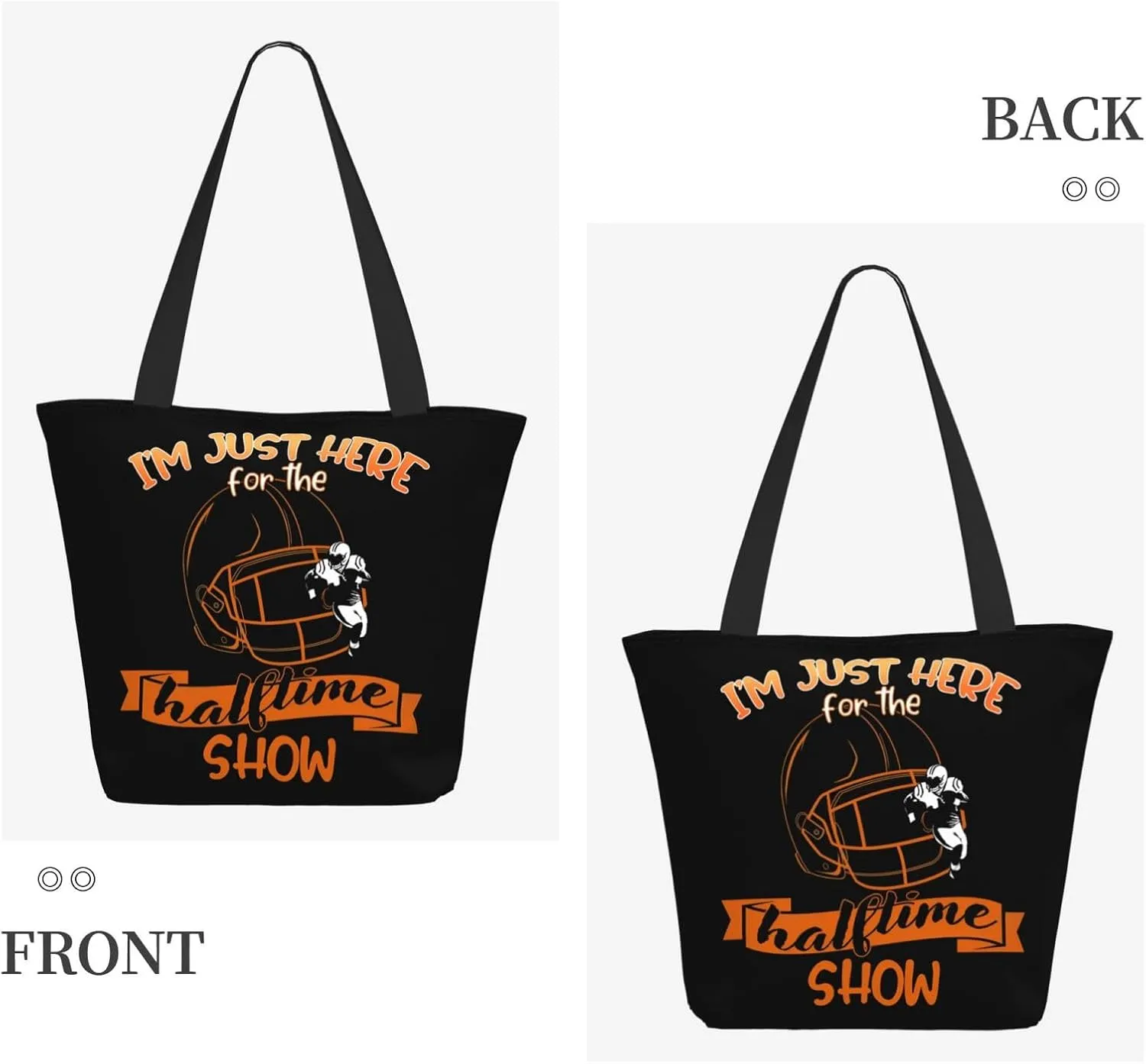 Im Just Here For The Halftime Show Football Tote Bag Lightweight Shopping Handbag Large Capacity Shoulder Bag