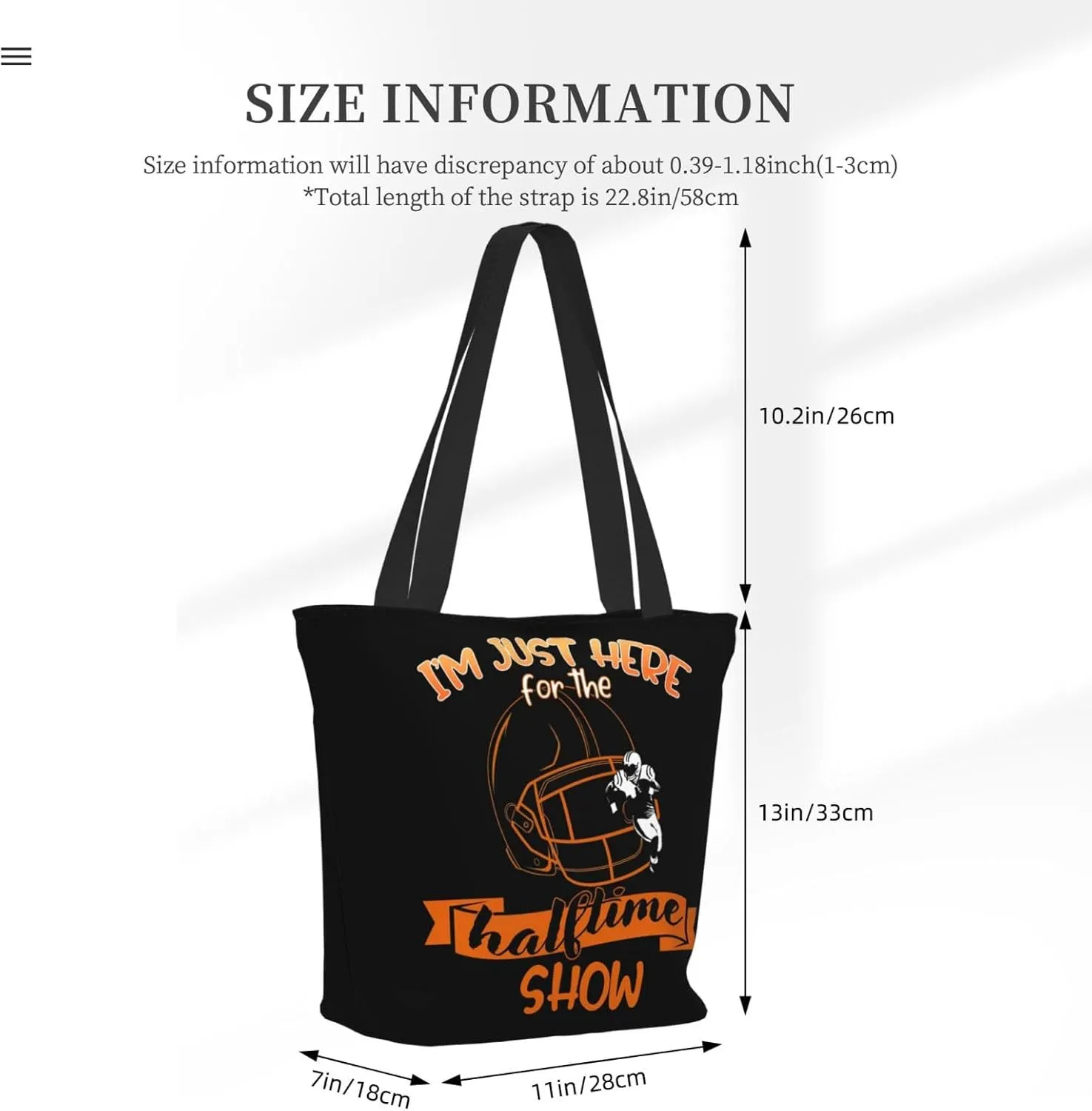 Im Just Here For The Halftime Show Football Tote Bag Lightweight Shopping Handbag Large Capacity Shoulder Bag
