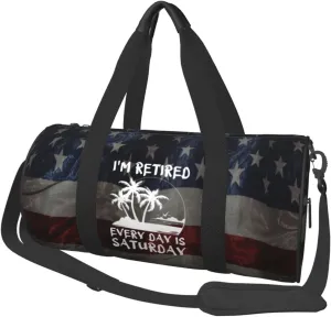 I'M Retired Every Day Is Saturday Duffel Bag Gym Bag Travel Sports Tote Large Foldable Beach Swim Yoga7