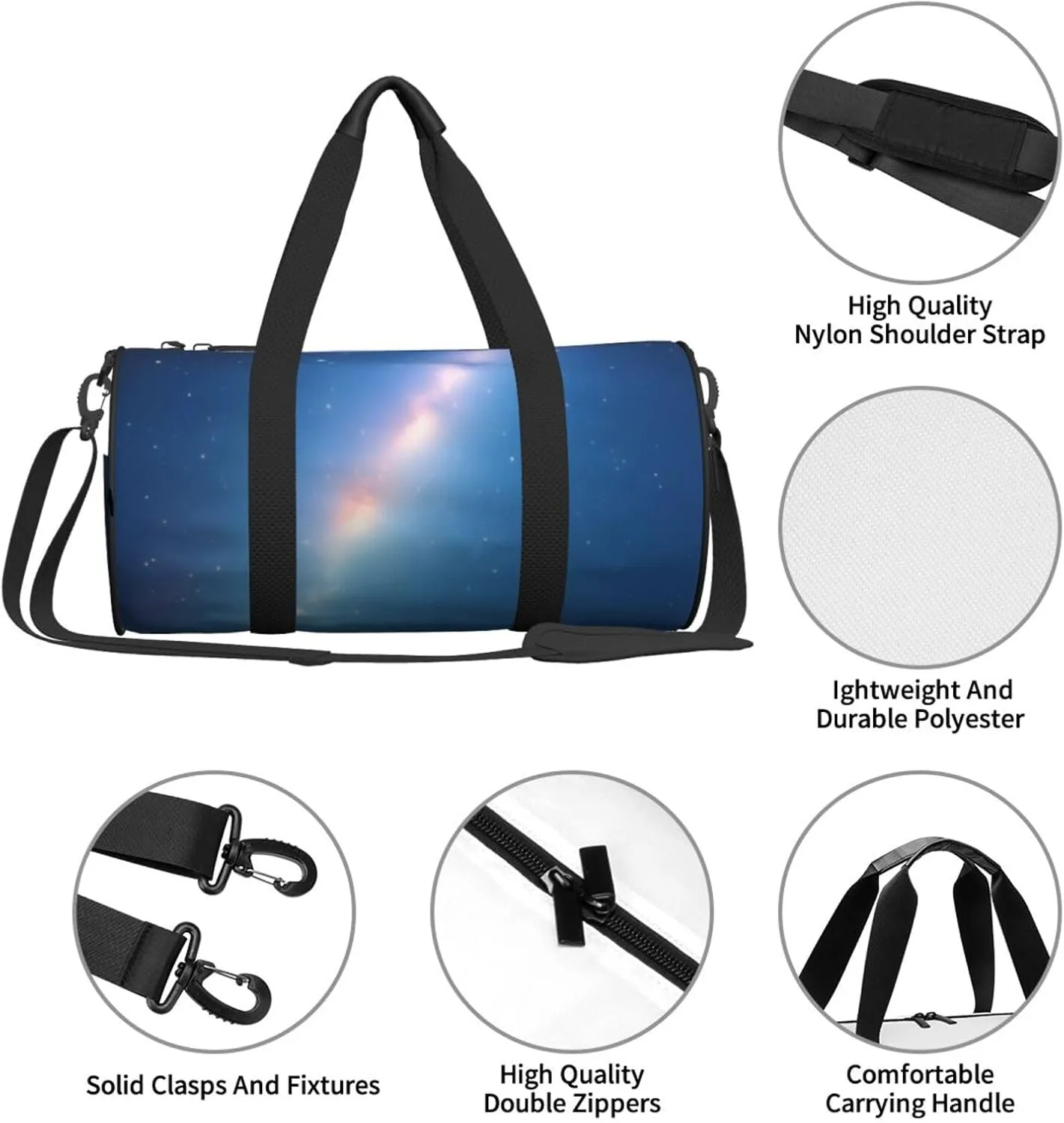 Image Printed Travel Bag,Round Personal Item Storage bag,Foldie Duffel Bag for Traveling Vacation,Fitness,Sports