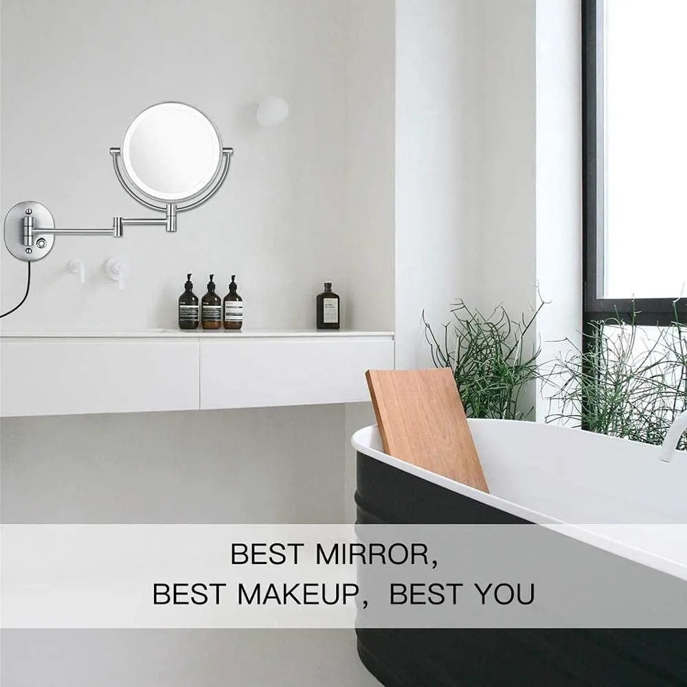 IOCCIOBB Makeup Mirror Wall Mounted 10x Magnification Vanity Mirror 360 Rotating Double Sided Cosmetic Mirror for Shaving in Bedroom